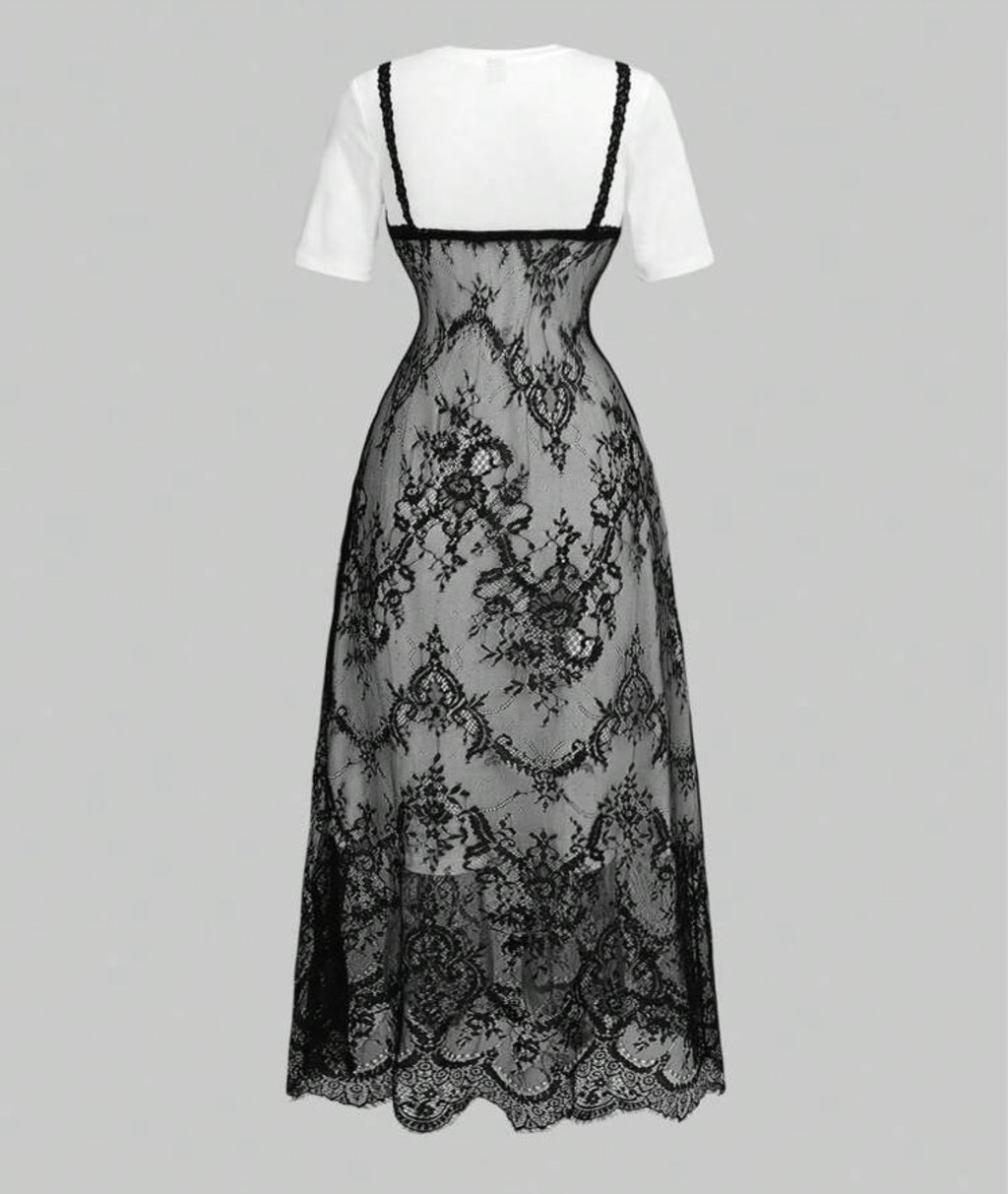 MOD 2 pieces robe a col rond ample