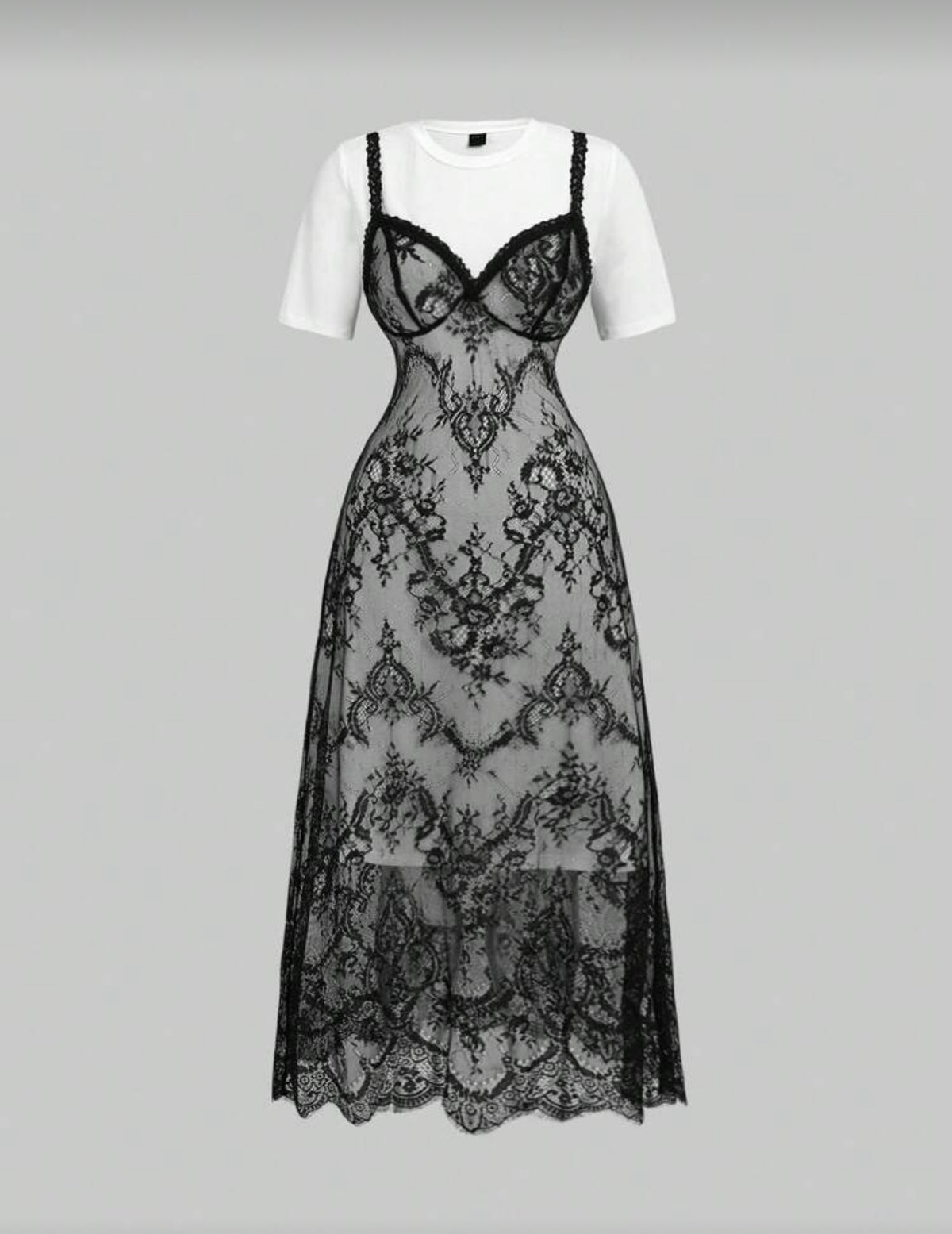 MOD 2 pieces robe a col rond ample